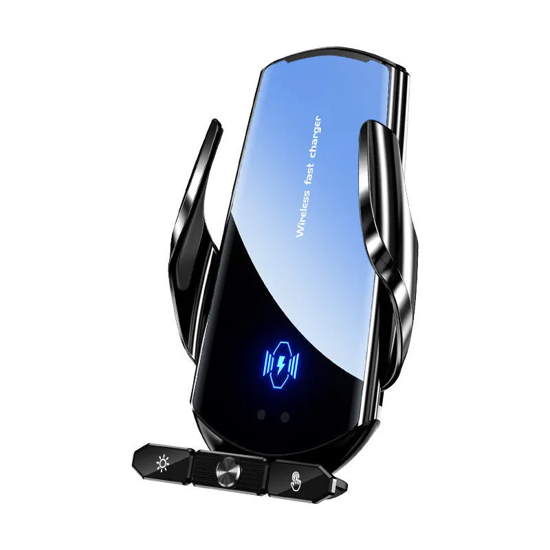 Car wireless charger phone bracket, 15W, electric clamping, air outlet mount, 130x65x24mm, black or silver