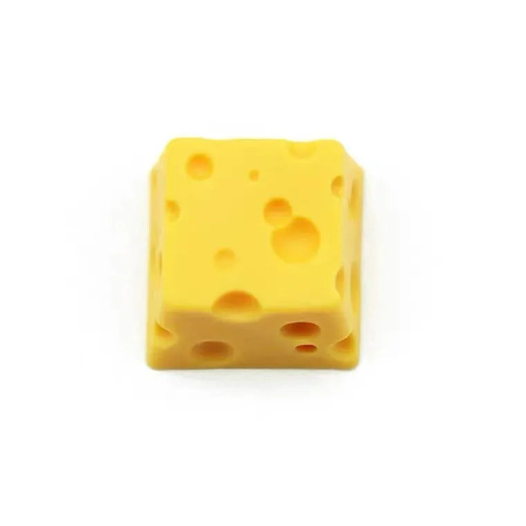 Yellow resin cheese-themed key cap for mechanical keyboards with Cherry MX compatibility