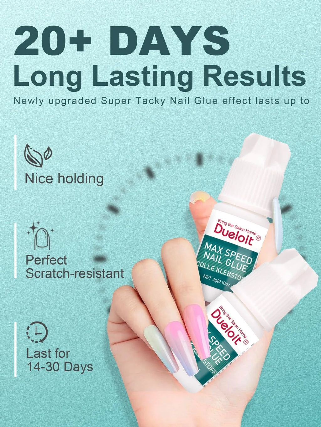 3g bottle of no-cure nail adhesive for decorative accessories and artificial nails, quick-drying and strong bonding glue