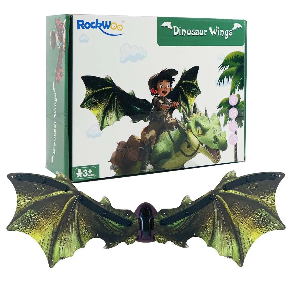 Children's luminous dinosaur butterfly wings toy, 85 cm plastic, green style, glowing effect