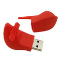 Red PVC fashion USB flash drive memory stick with push-pull design on white background.