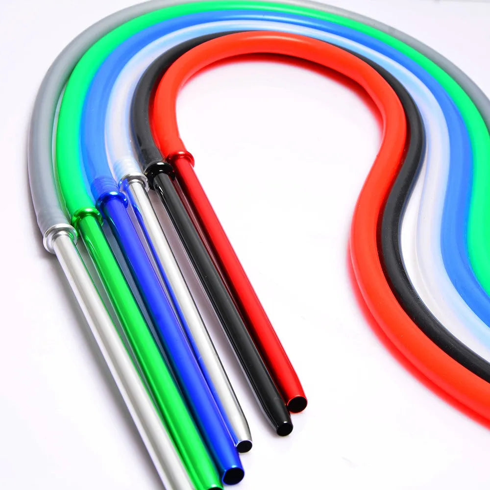 Silicone hookah hose with aluminium fittings in modern design showing six colour options