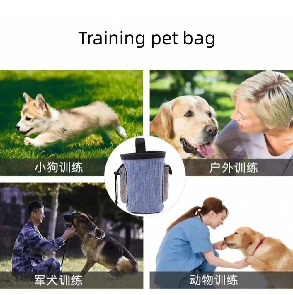 Adjustable pet waist bag in blue with waterproof cloth and plastic side clip