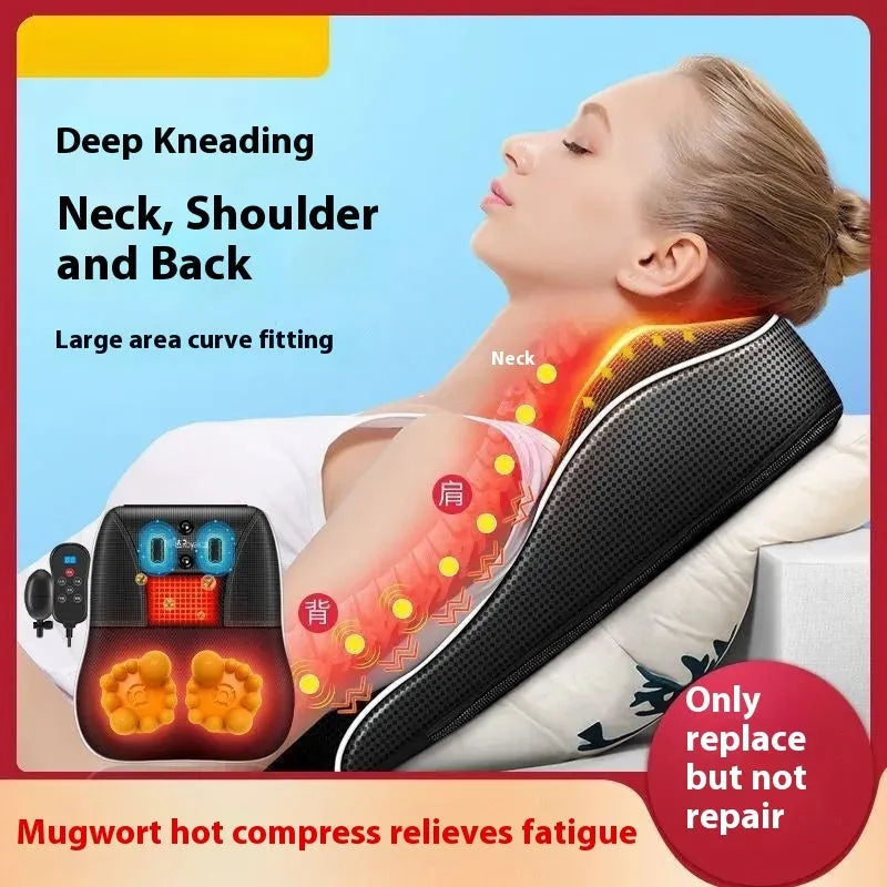 Intelligent multifunctional massage pillow with remote control, hot compress, Argy wormwood and vibration options