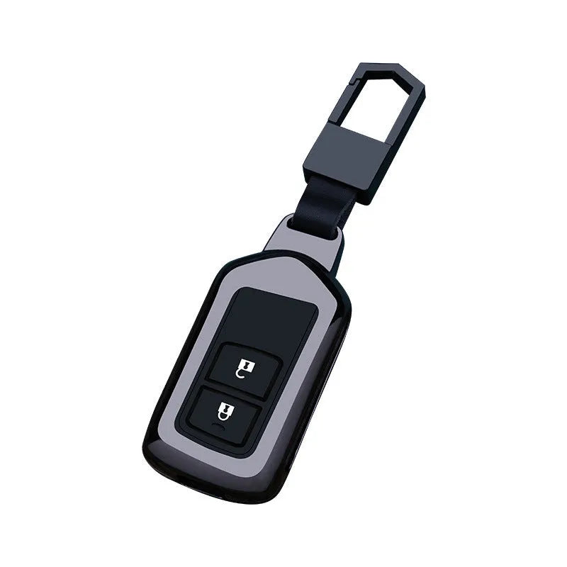 Zinc alloy keycase in minimalist business style, shown in Toyota E black, Toyota E silver, Toyota F black, and Toyota F silver