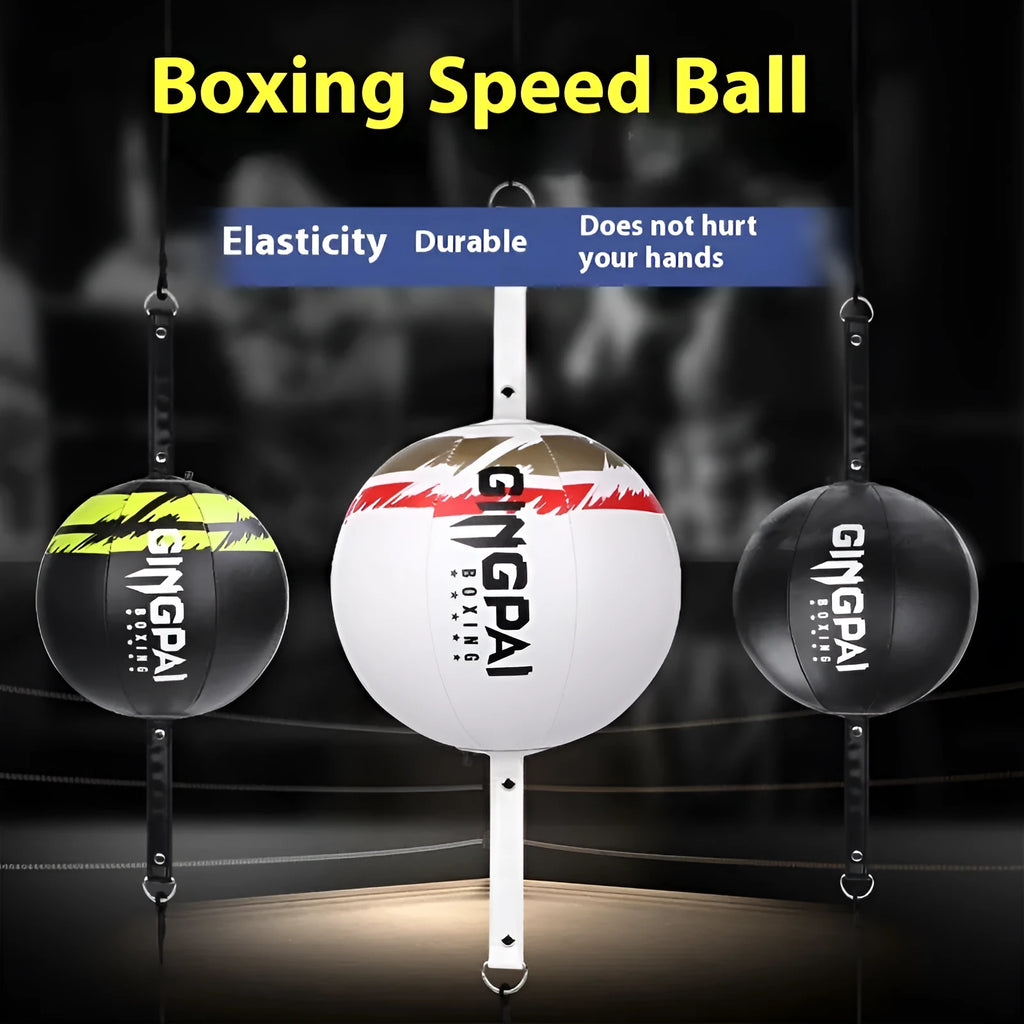 Hanging boxing speed ball for reaction training in black, black and green, or white colour options
