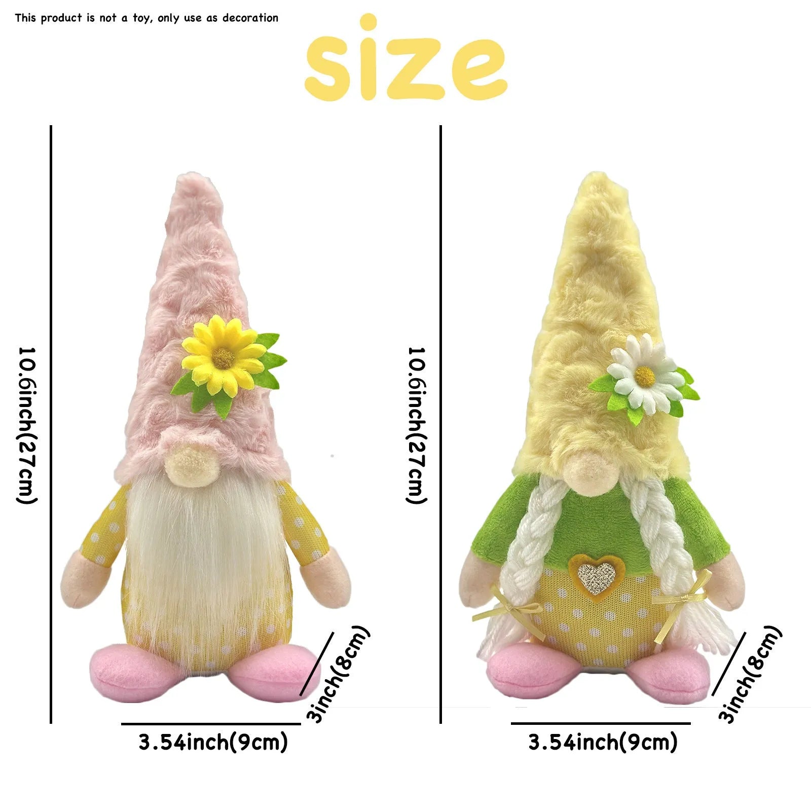 Faceless Rudolf cloth doll ornament in yellow hooded style for spring window decoration