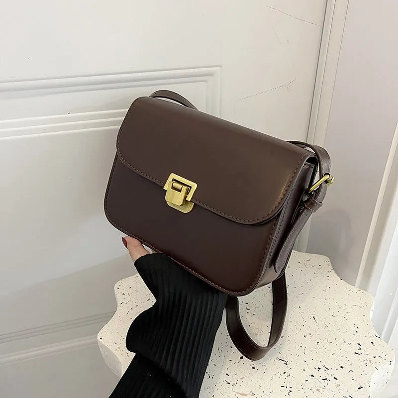 Soft PU women's small square cross-body bag in horizontal shape with one-shoulder strap