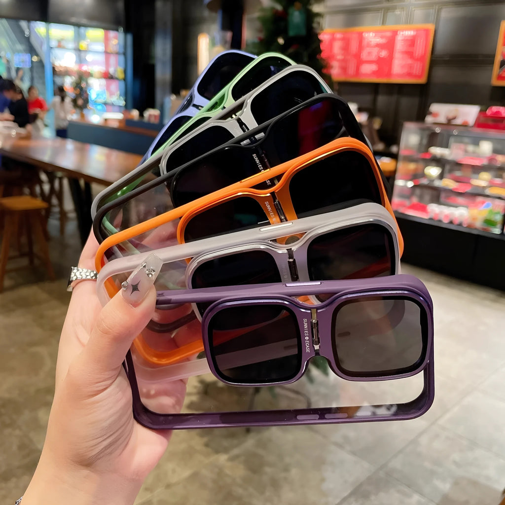 Lens drop protection high-permeability acrylic sunglasses holder phone case with invisible bracket for iPhone 12-15 series