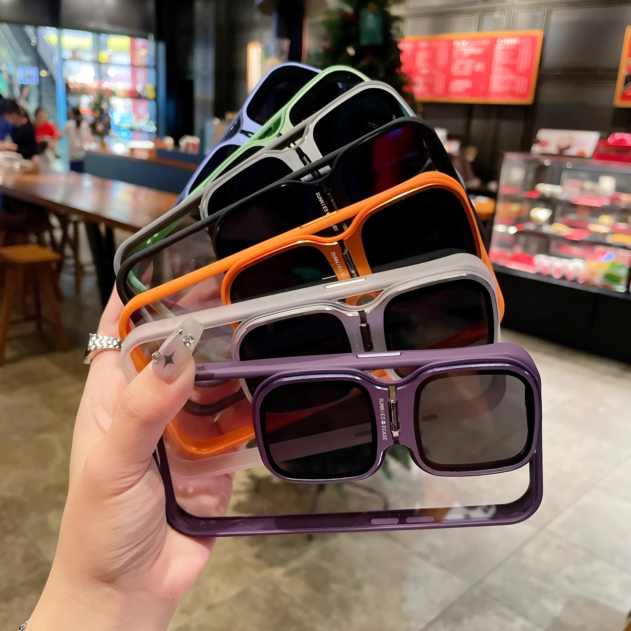 Lens drop protection high-permeability acrylic sunglasses holder phone case with invisible bracket for iPhone 12-15 series