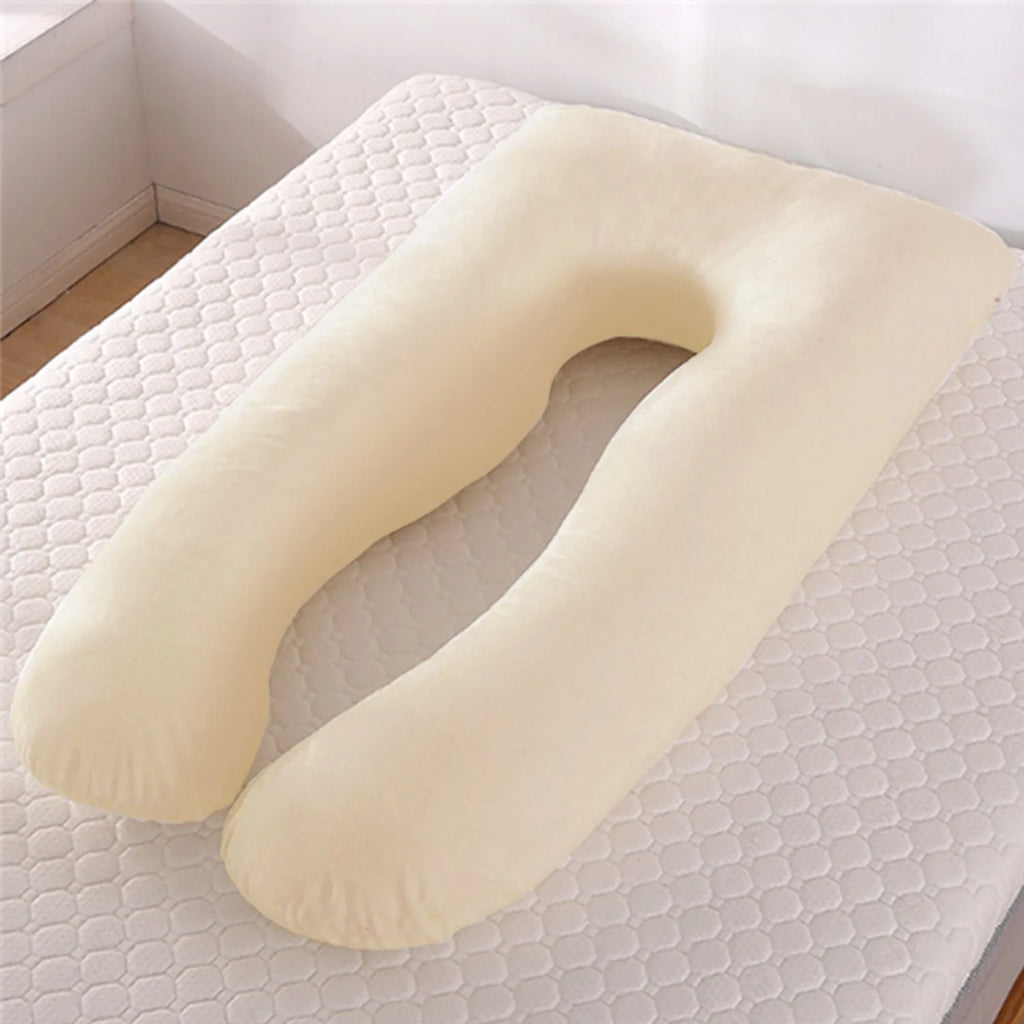 U-shaped pregnancy pillow in ice silk fabric, shown in grey colour.
