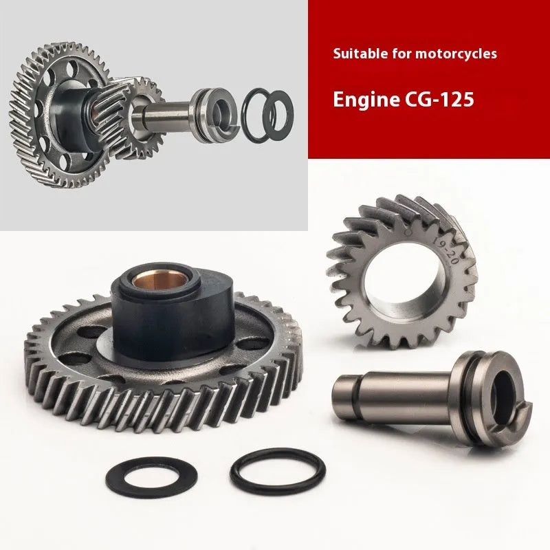 Motorcycle engine camshaft three-piece set assembly for CG125-200 models with 400mPa tensile strength.