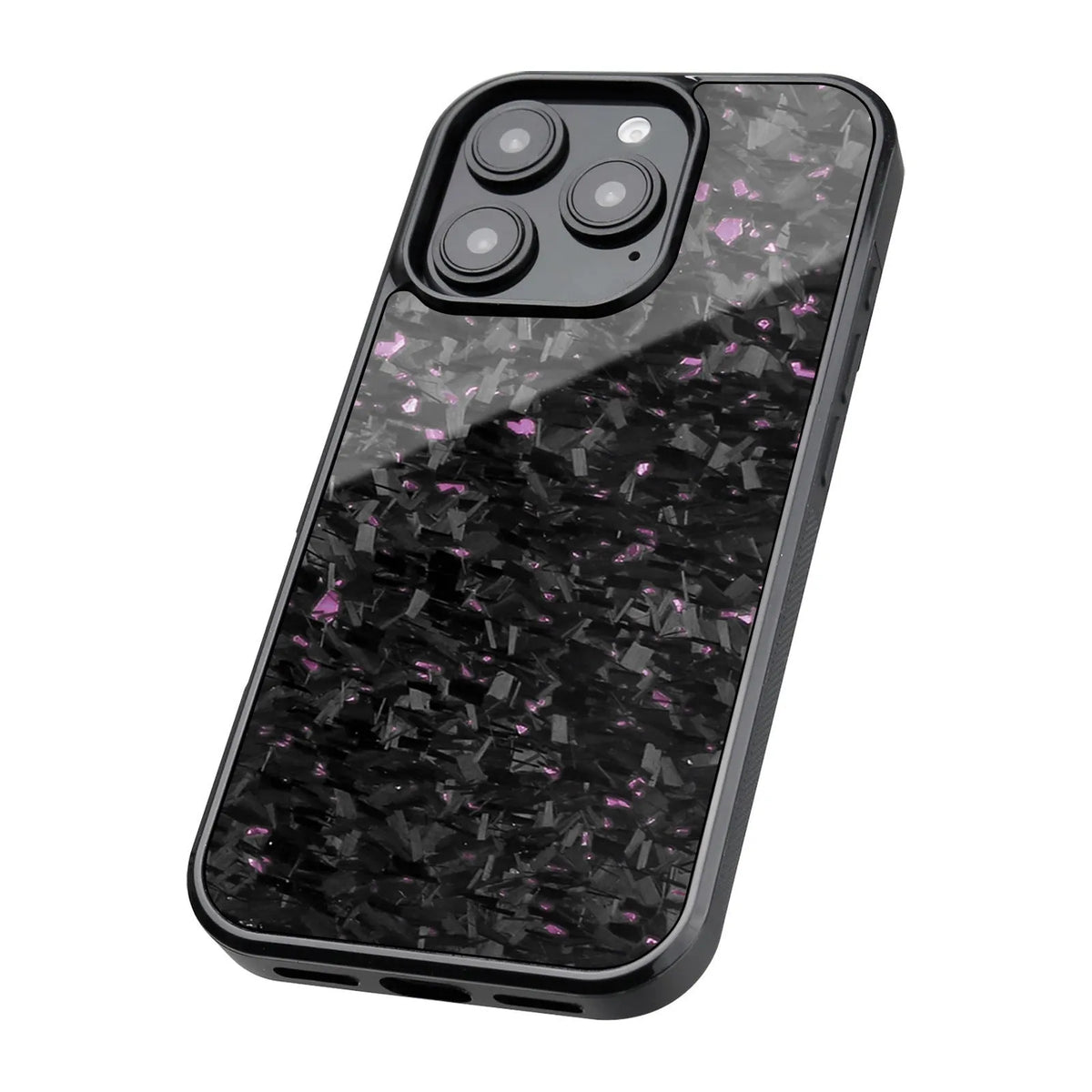 Carbon fiber magnetic forging twill phone case for iPhone 16 Pro Max, black, half-pack design with woven texture