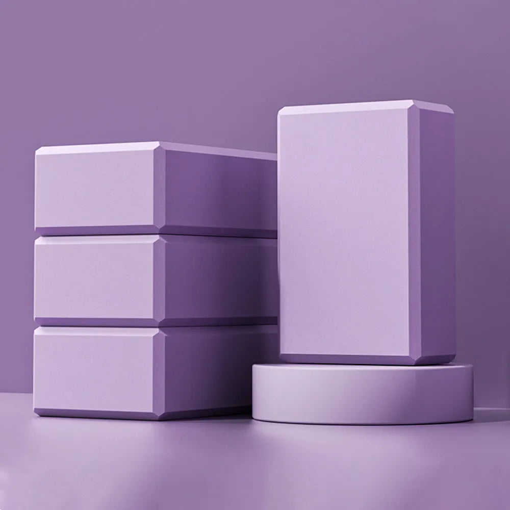 Solid colour EVA foam yoga block with hexagonal ridges for gym training
