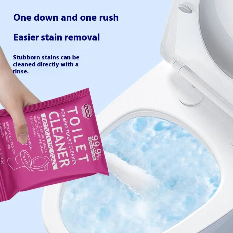 Toilet bubble powder effervescent cleaner in blue ocean or pink floral scent, 240g bag or 5x40g box.