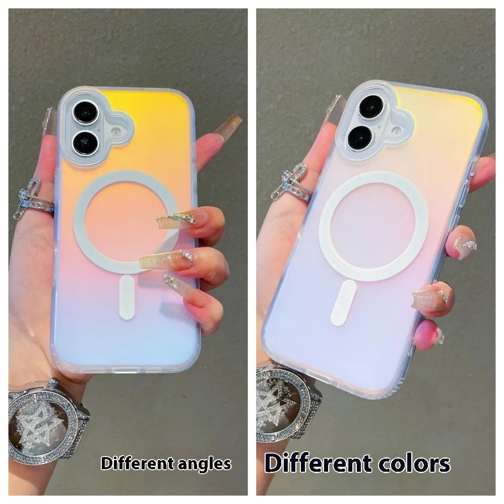 Laser gradient frosted magnetic phone case for iPhone 17 in TPU+PC material