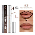 Matte finish lip liner pencil with pointed tip showing Rose Pink, Neutral Mauve, Brown and Cool Cocoa shades