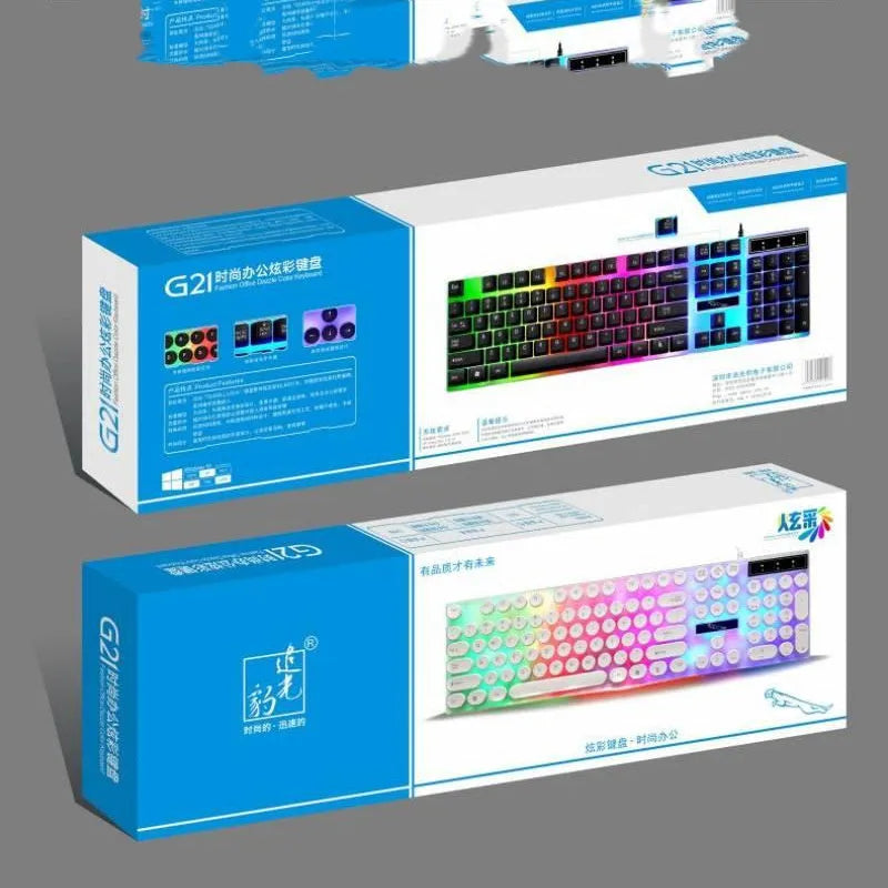 White waterproof gaming keyboard with RGB backlit round keycaps and 104-key layout