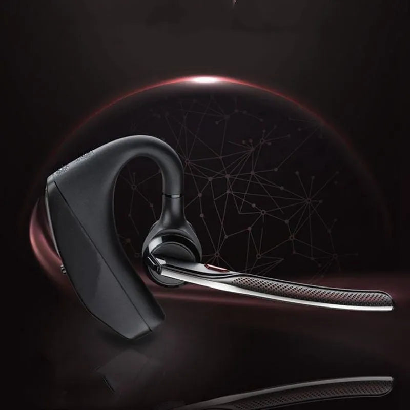 Black plastic Bluetooth sports headphones with a large battery and call function.