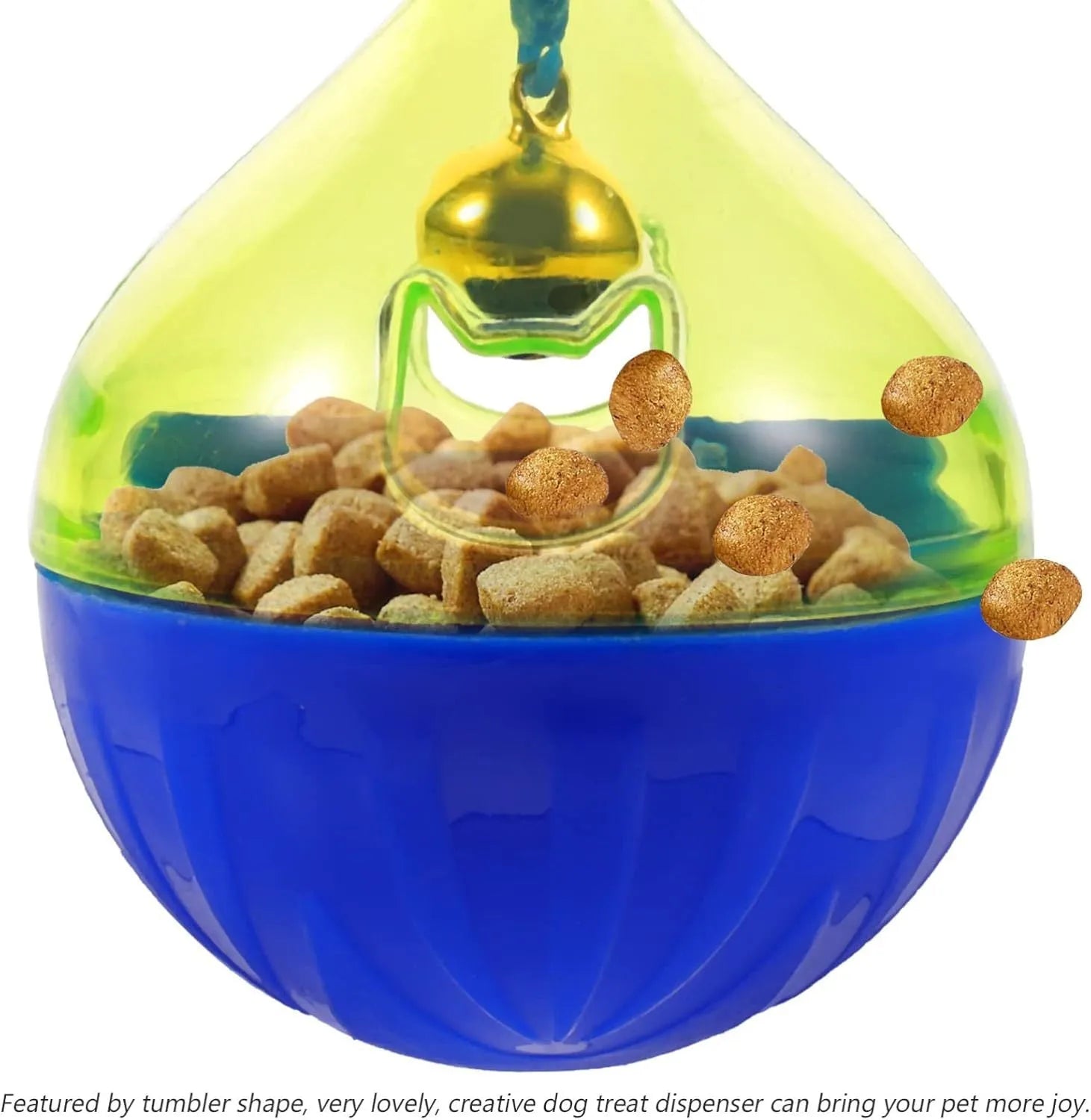 Interactive pet treat dispenser ball with tumbler design for cats and small dogs