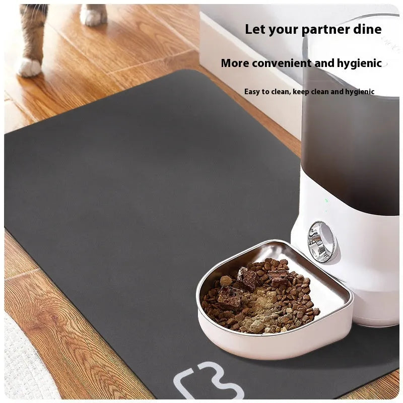Water-absorbent non-slip pet feeding mat in cat head dark gray pattern 35x50cm