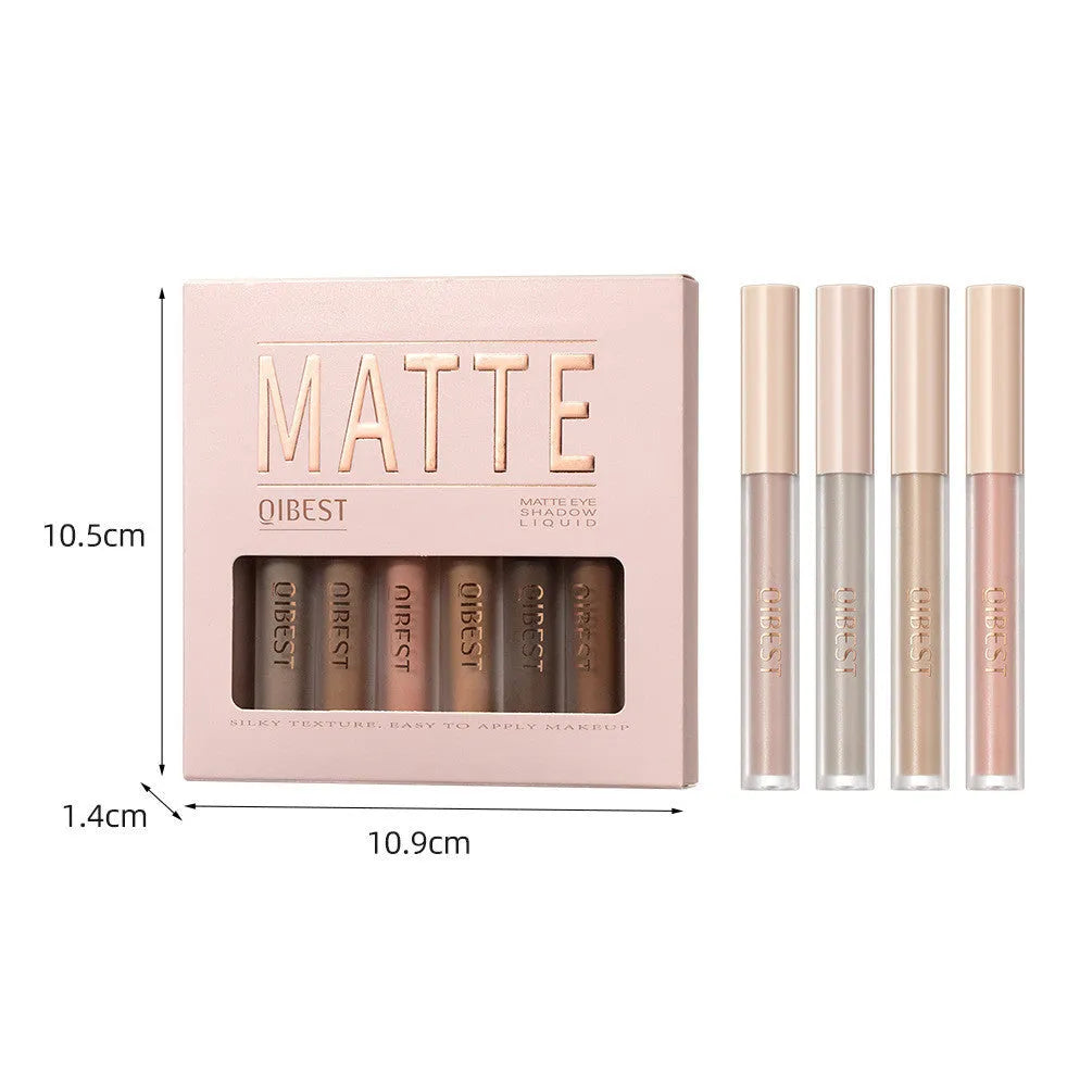 Matte liquid eyeshadow set with eight 2g tubes in khaki earth-tone shade for punk and everyday eye makeup