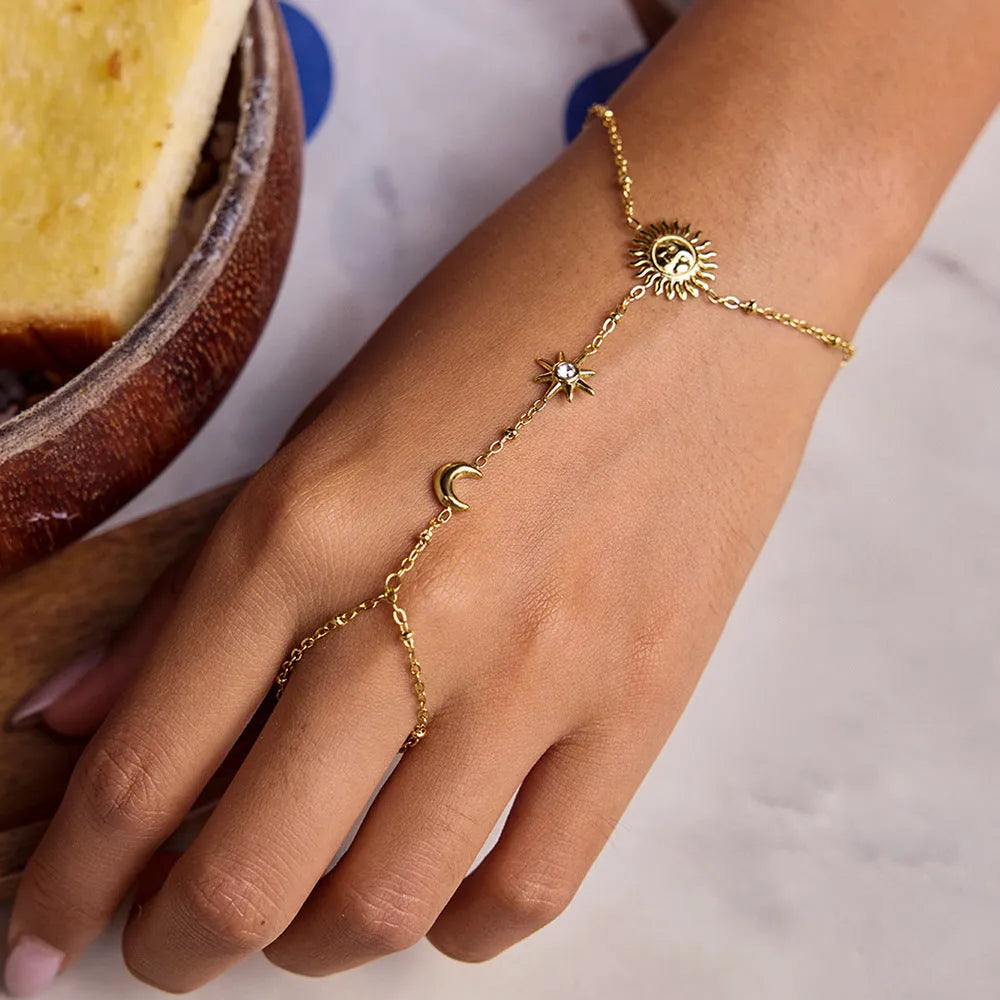 Stainless steel sun mitten-type bracelet women's geometric European American style JDB0306007