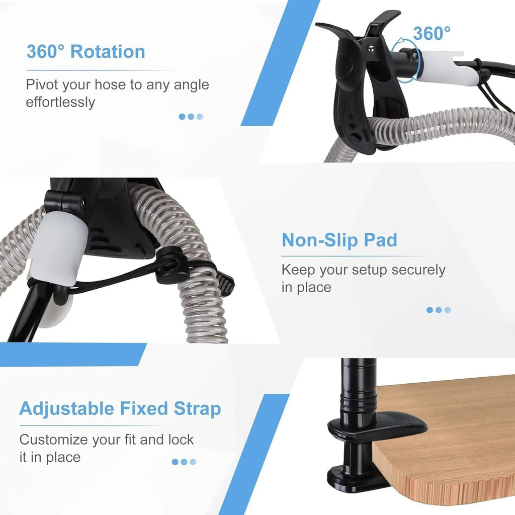Black and white ventilator hose bracket with aluminium alloy construction measuring 95cm length