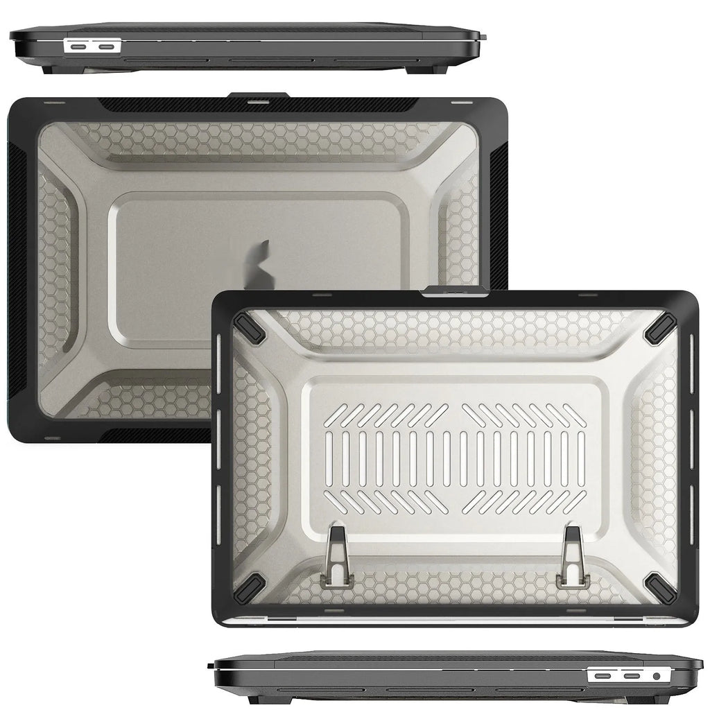 MacBook Protective Shell in Cool Black, Starry Sky Gray, Elegant Apricot, and Sapphire Blue colours for Air and Pro models.