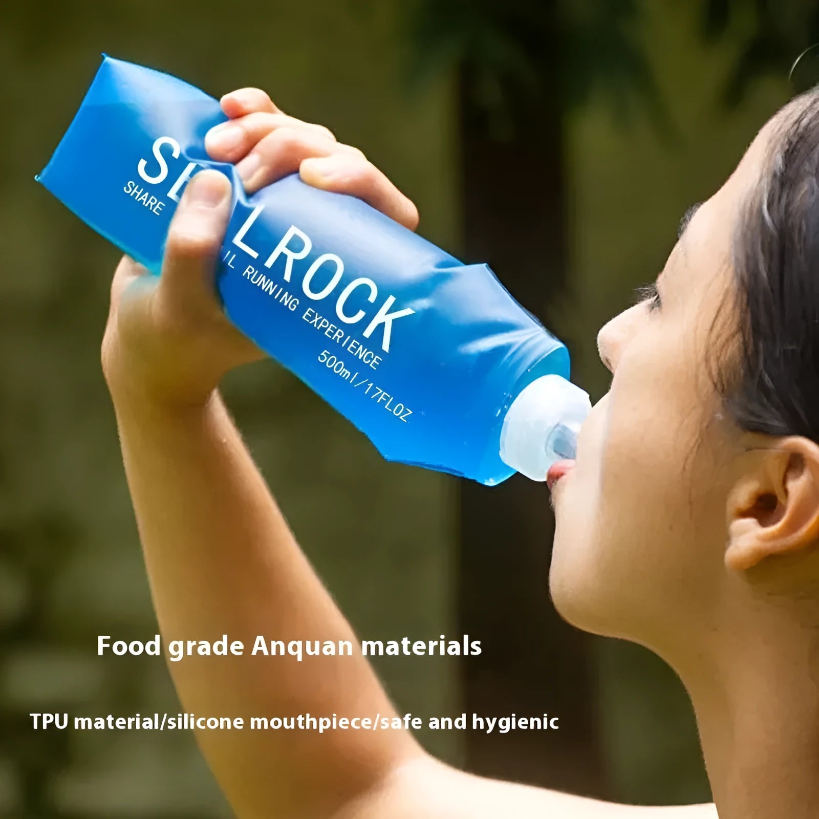 Plastic portable straw with suction tube for mountain climbing and biking.