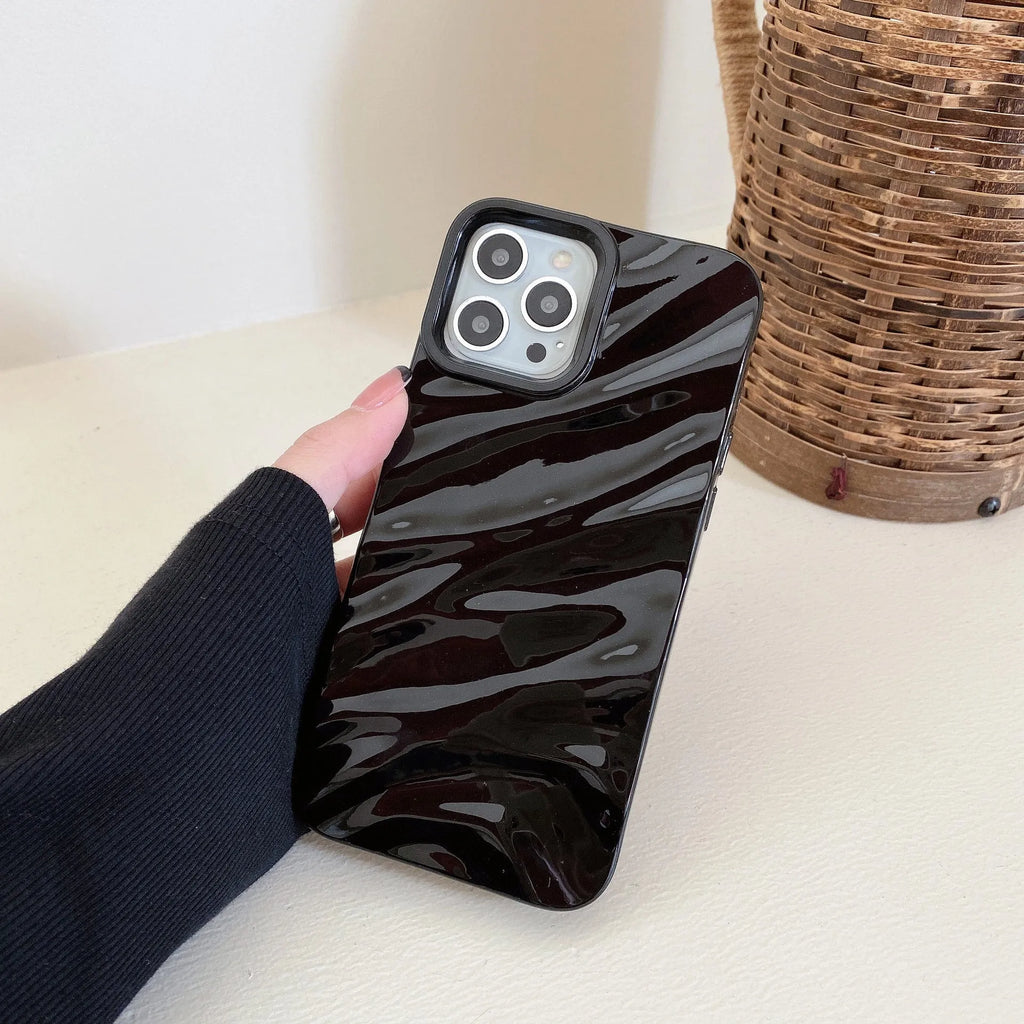 Wave pattern TPU phone case for iPhone 17 series in burgundy colour showing textured back design