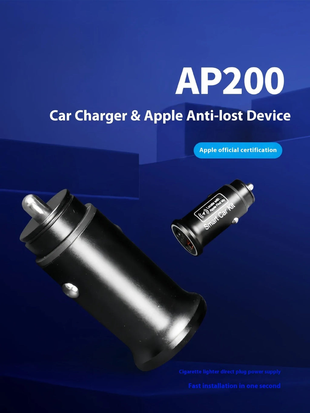 Black ABS plastic car charger GPS locator for vehicle tracking and anti-theft security.
