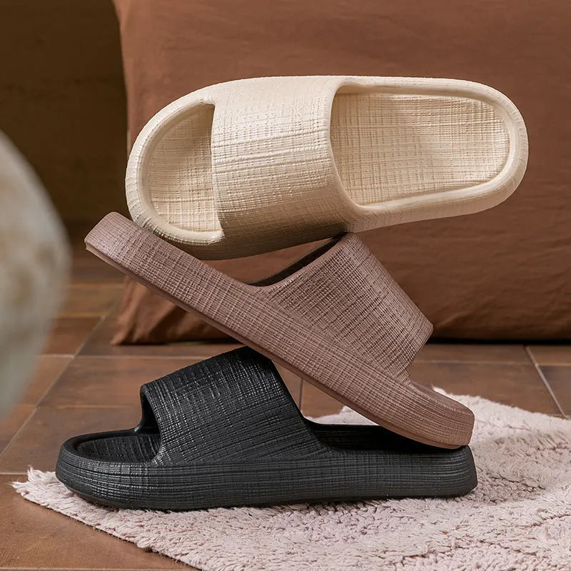 A pair of soft EVA flip flop slippers with a toe ring and non-slip sole, shown in one of five available colours.
