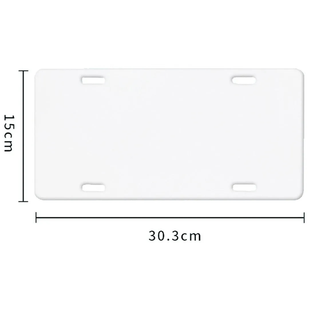 White aluminium sheet licence plate consumables with 30.3x15cm dimensions and multiple thickness options