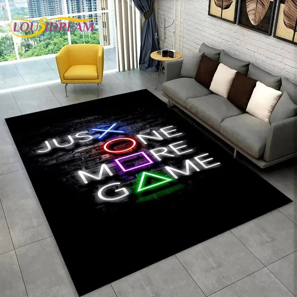 Large flocking printed carpet for living room and children's bedroom, machine washable, available in multiple sizes and colours