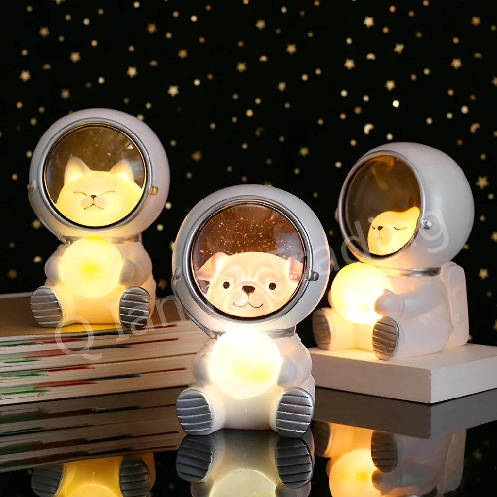 Animal-themed atmospheric night light with LED illumination and resin construction