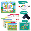 Montessori handwriting practice book set with erasable pens and reward stickers in gift box