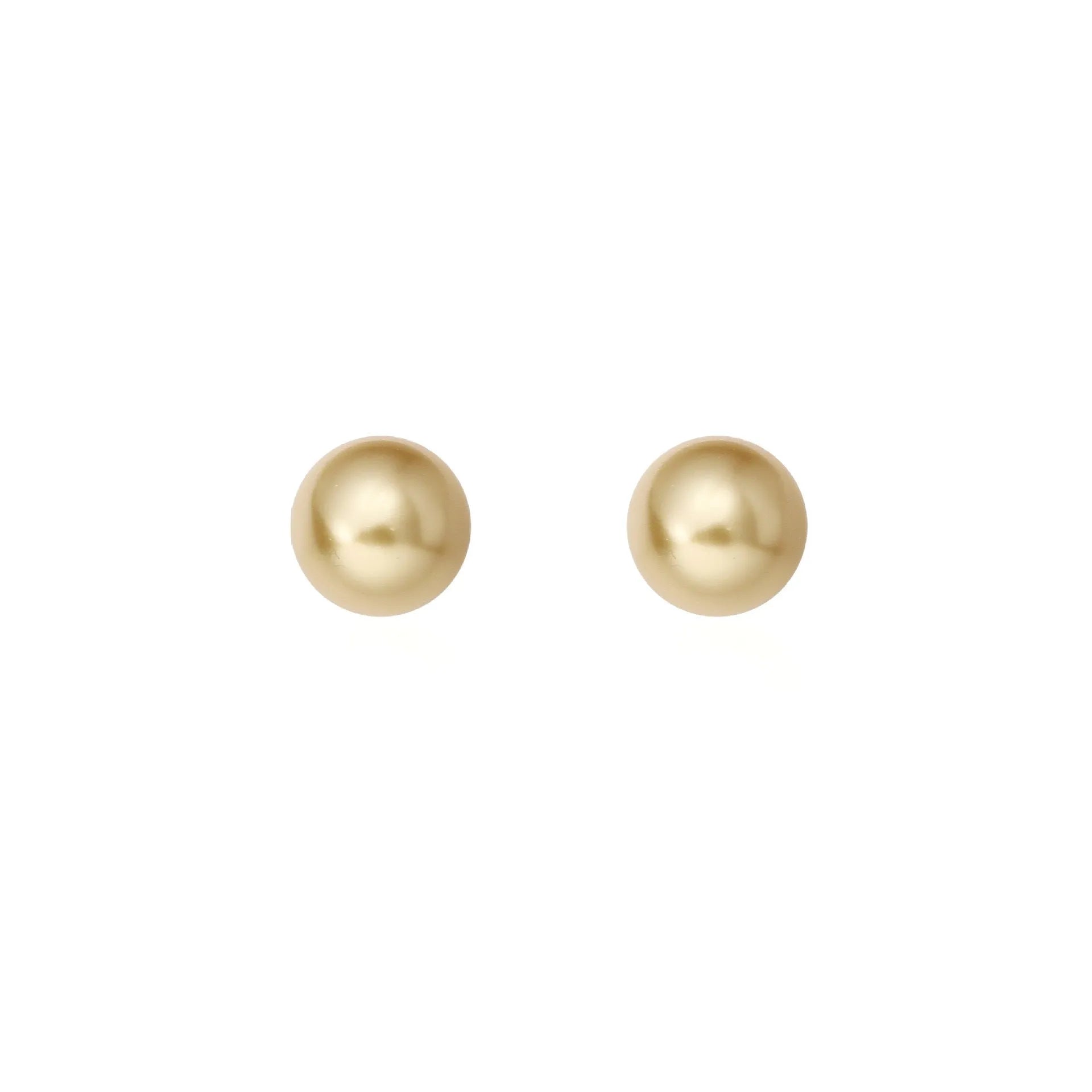 Large pearl stud earrings with geometric silver settings and eight-pointed star motifs