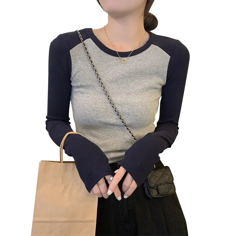 Women's dark blue viscose top with princess sleeves and embroidery detail, 40cm short length