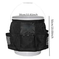 Black cylindrical polyester hanging storage bag for a 5-gallon barrel