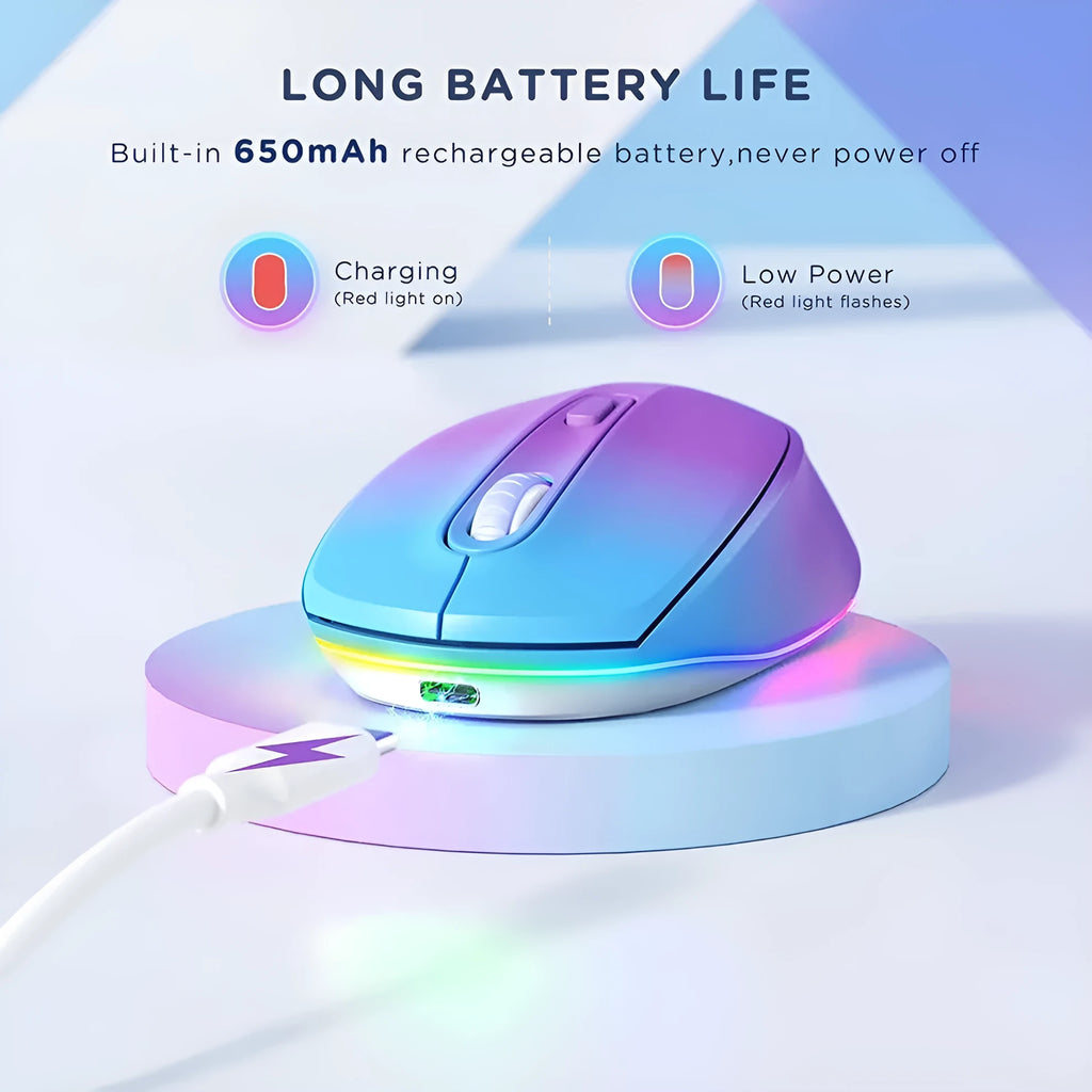 24g lightweight wireless rechargeable mouse with USB cable in multiple colour options