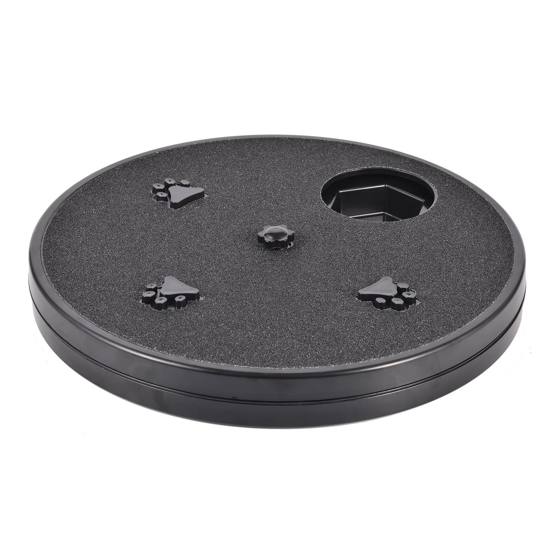 33cm square dog nail file board with suction cup base and rotating slow feeder compartments