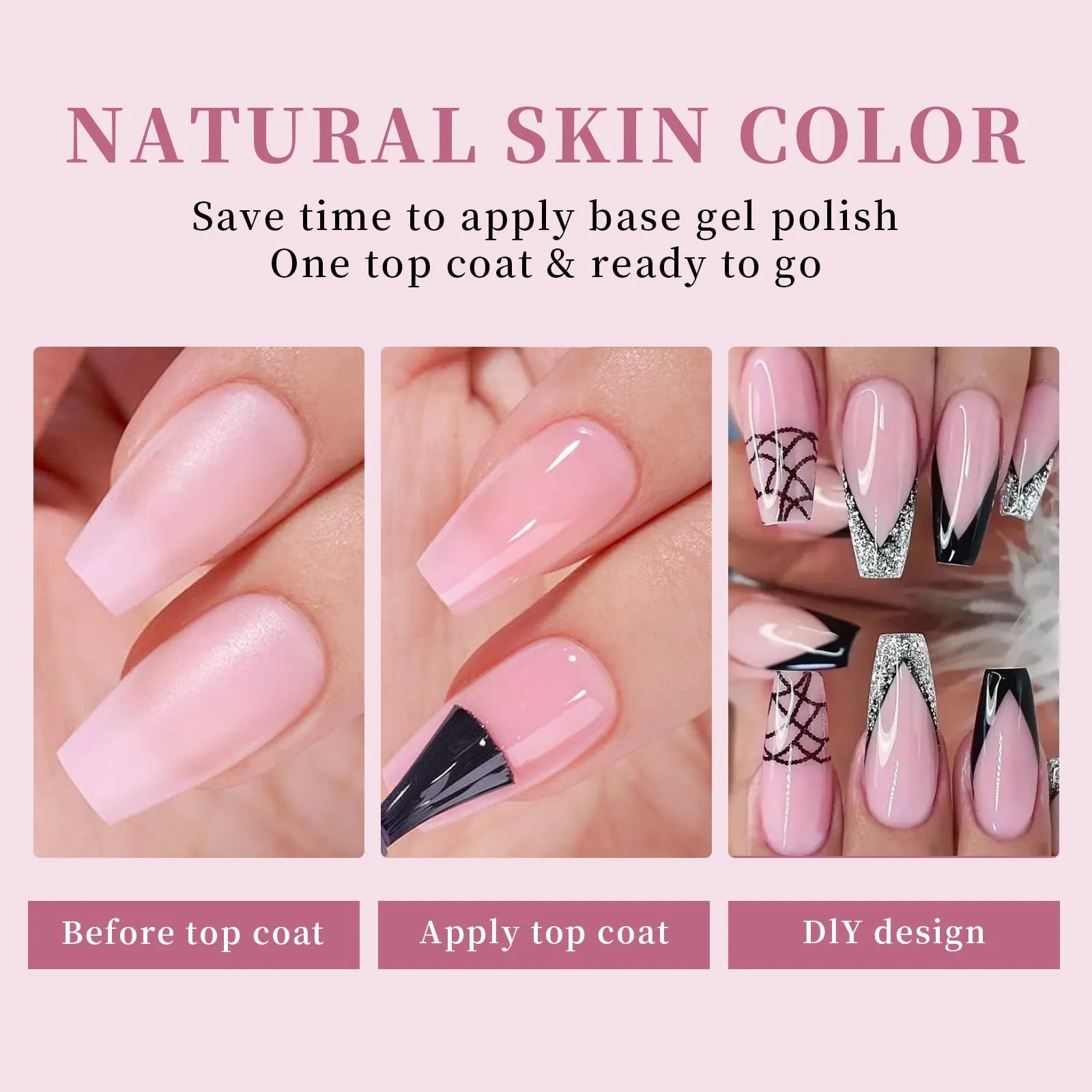 Nude seamless removable nail stickers in ultra-thin design for sweet and hot girl styles