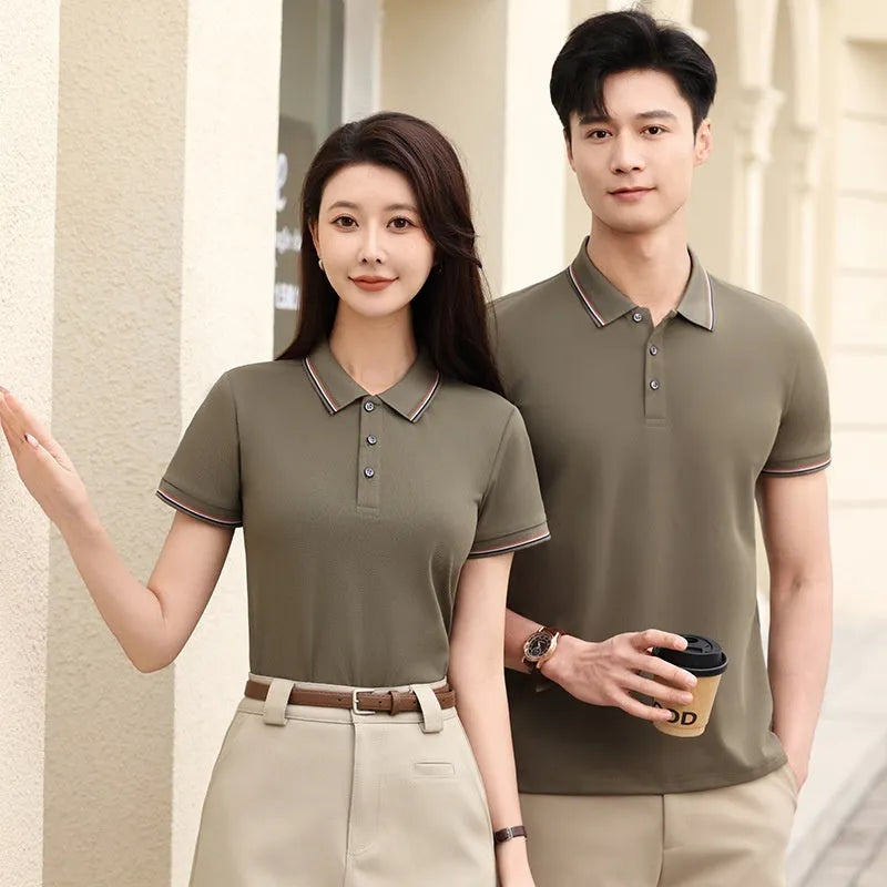 Ice silk polo shirt in copper ammonia fibre fabric available in multiple solid colours