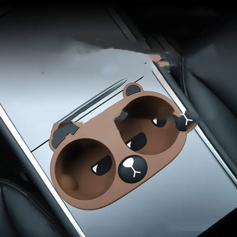 Silicone cup holder limiter with cartoon pattern for car centre console anti-shake stabilisation