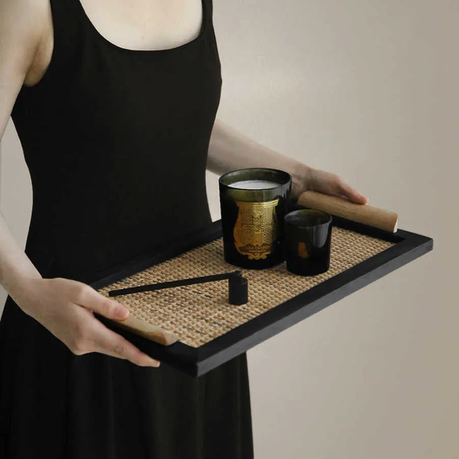 Pine wood dining tray with elegant house compartments in natural wood finish