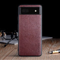 Pure-colour PU lychee skin phone case with all-inclusive glass front for Google Pixel 6, 6A and 6 Pro.