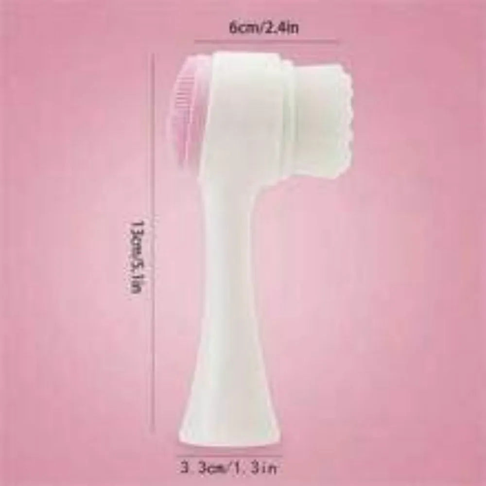 Blue and pink easy-clean nylon pet paw brush for dogs and cats on a white background.