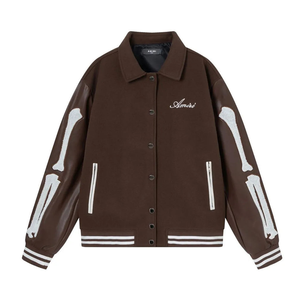 Apricot cotton jacket with a bone embroidery sticker on the front.