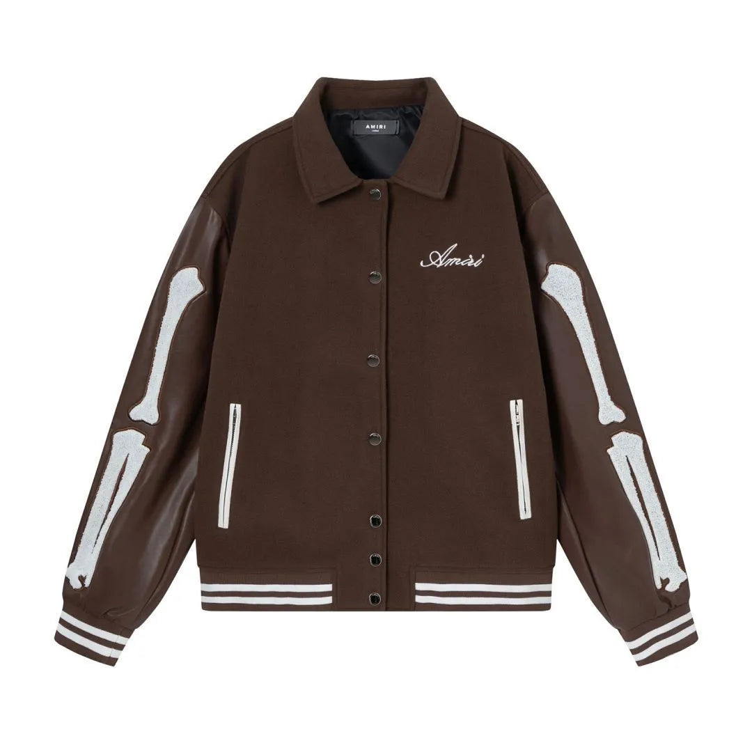Apricot cotton jacket with a bone embroidery sticker on the front.